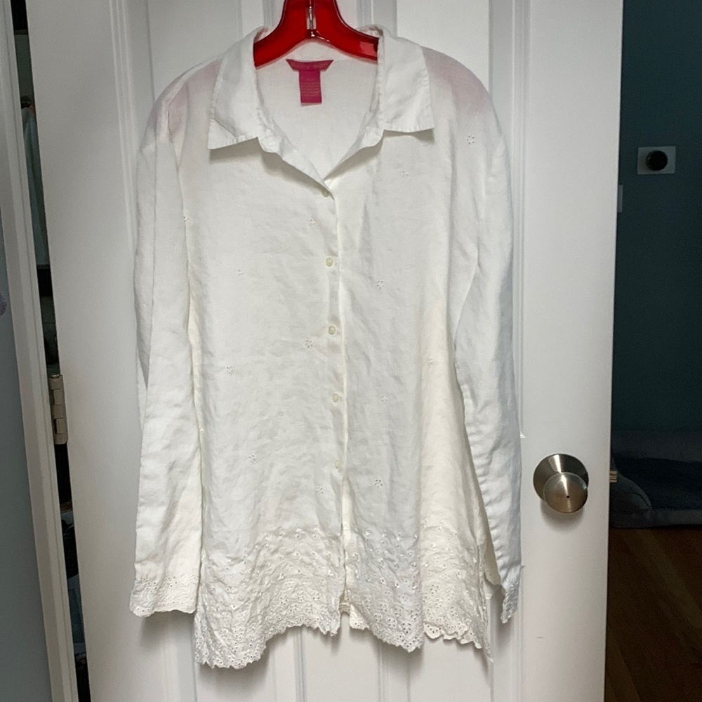 Sunny Leigh Linen Button-down Tunic Swim Coverup
